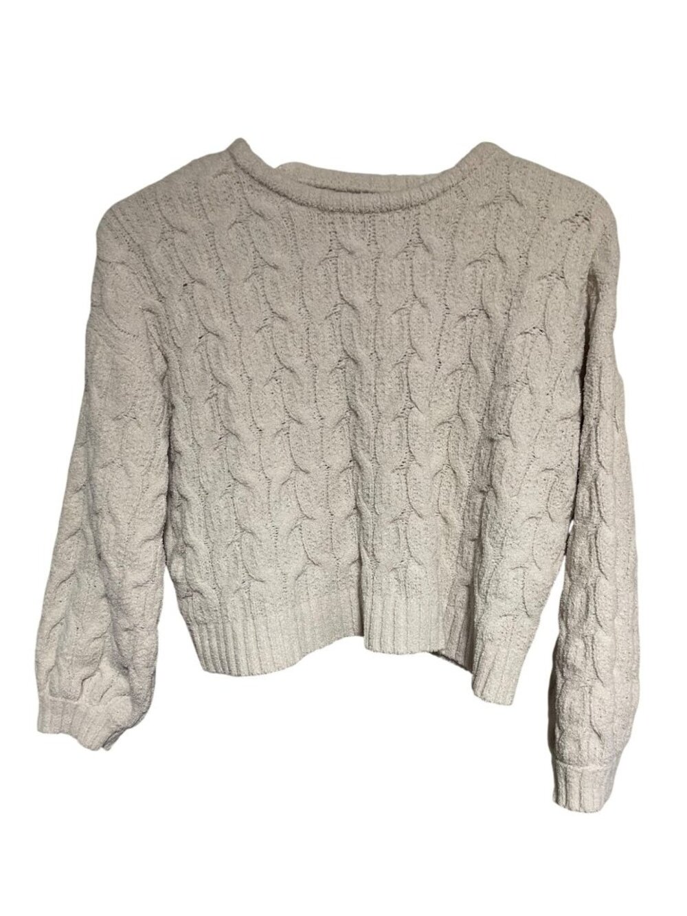 Moon & Madison Womens Cable Knit Cropped Sweater Size L Cream
